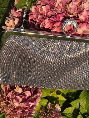 Lulu Townsend Silver Rhinestone Clutch Evening Bag Wedding Formal